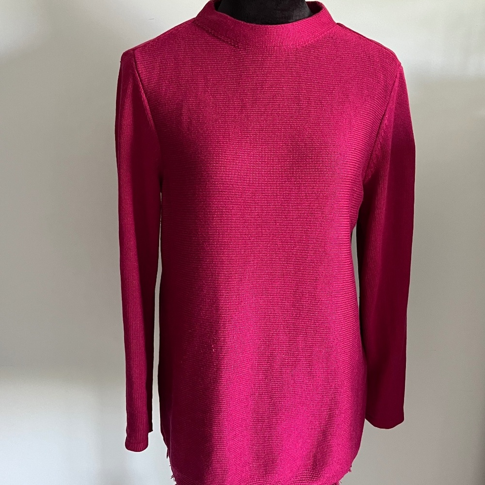 Chico’s Burgundy Cashmere Blend Fringed Bottom Pullover Sweater (Chico’s 2)